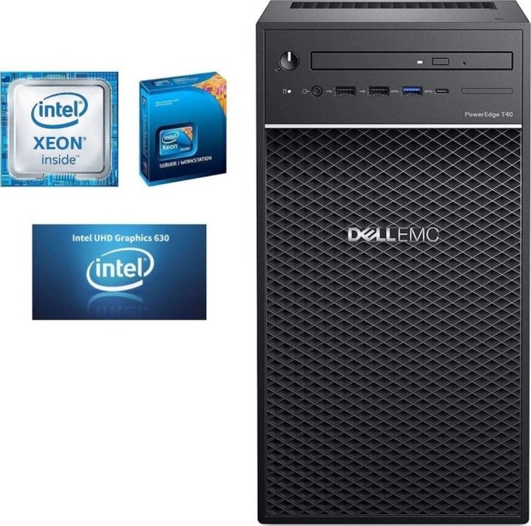 Dell PowerEdge T40 Server, BTX Intel Xeon E-2224G 3.5GHz, 8GB 2666MT/s DDR4, 1TB 7.2K RPM SATA | PowerEdge-T40